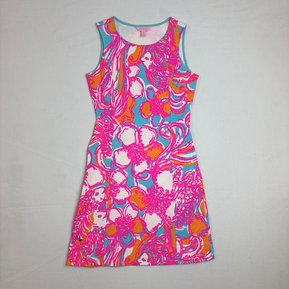 Lilly Pulitzer Dresses & Skirts - Lilly Pulitzer Shift Dress Sleeveless French Terry Cutout Back Floral XXS Resort